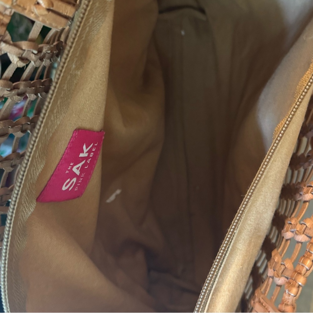 Woven Leather Tote Bag in Tan - Picture 6 of 8